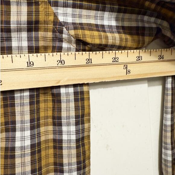 IZOD Brown Yellow Plaid Button Down Long Sleeve Casual Shirt Men’s XL Regular - Picture 7 of 9